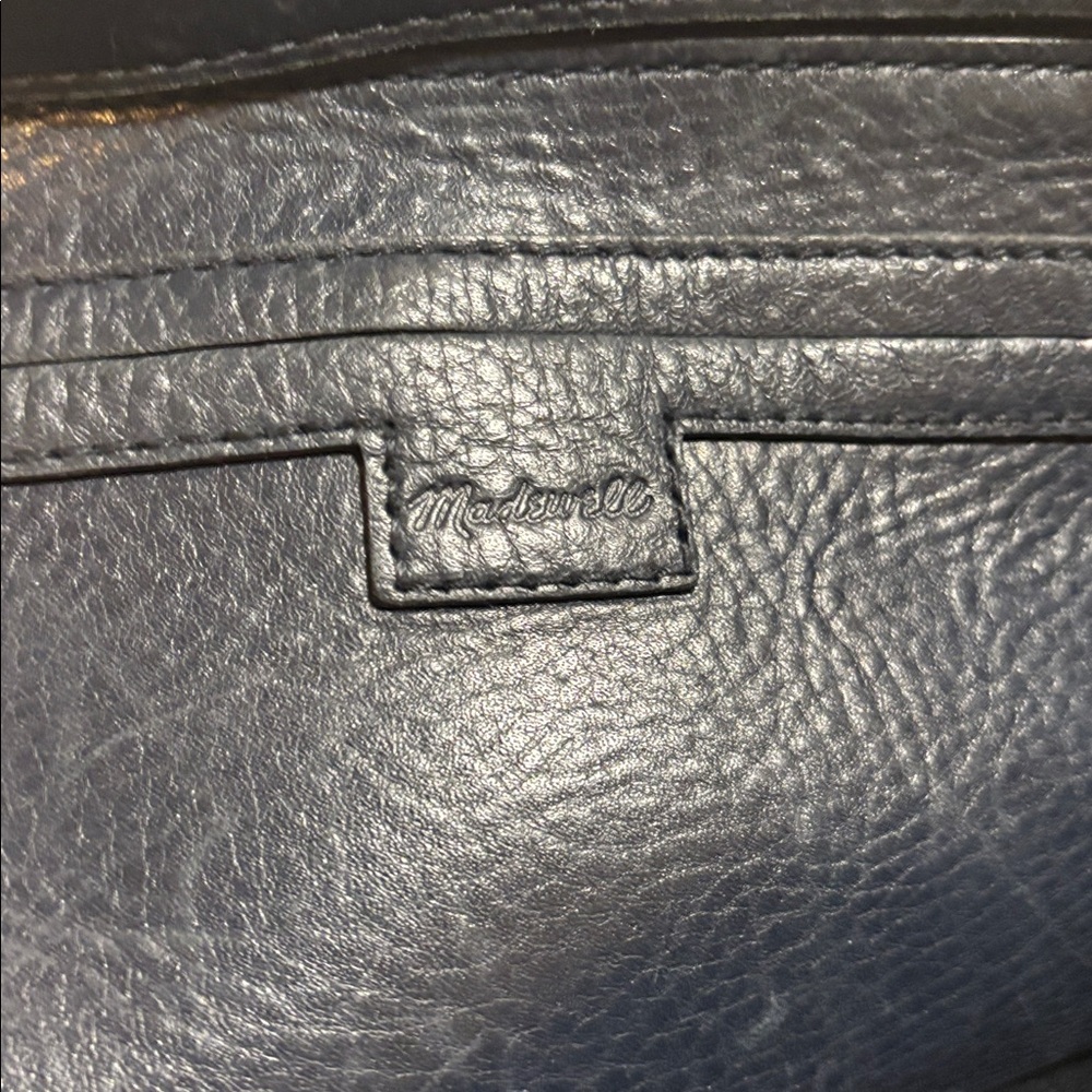 Madewell Leather The Zip-Top Medium Transport Leather Tote Navy - Picture 6 of 16